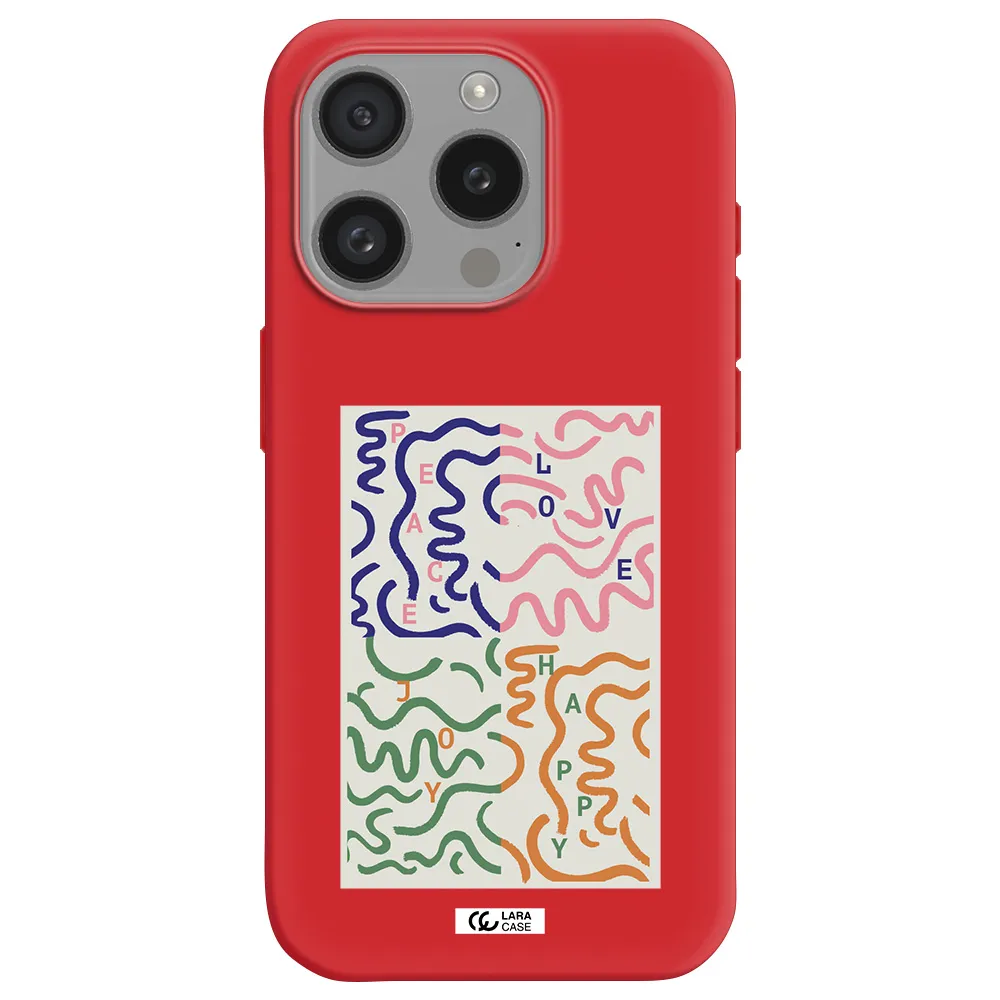 Peace,Love,Joy,Happy Apple Iphone 15 Pro Silicone Imperial Red Case
