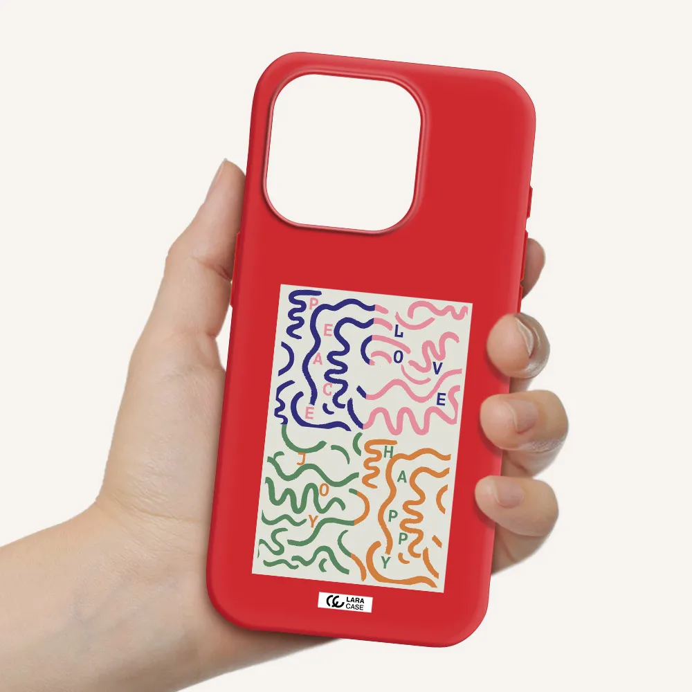 Peace,Love,Joy,Happy Apple Iphone 15 Pro Silicone Imperial Red Case