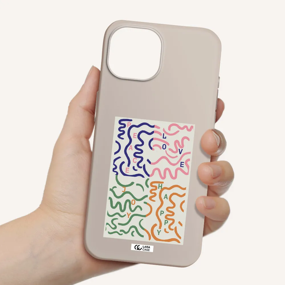 Peace,Love,Joy,Happy Apple iPhone 15 Silicone Stone Case