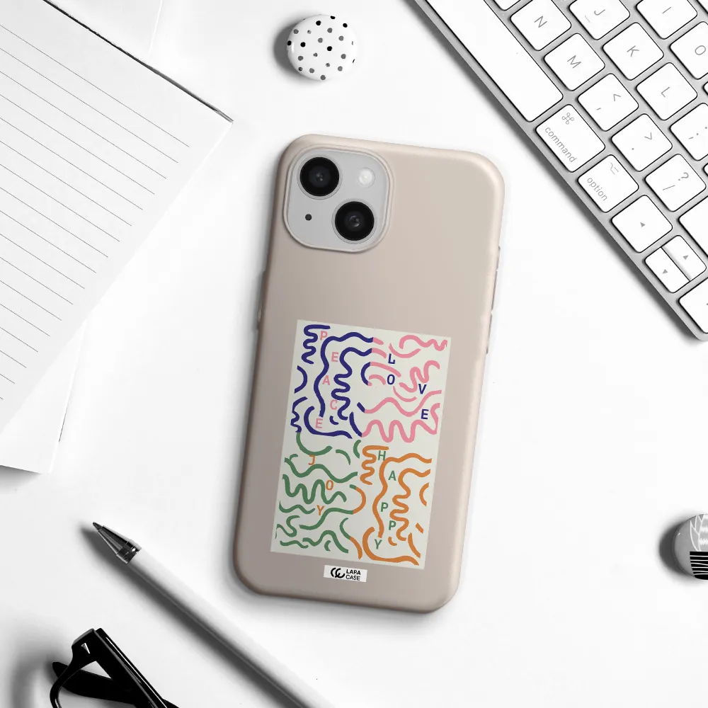 Peace,Love,Joy,Happy Apple iPhone 15 Silicone Stone Case
