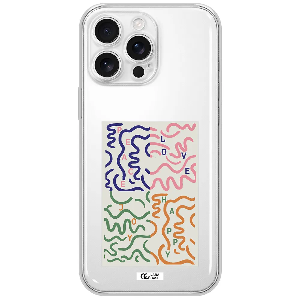Peace,Love,Joy,Happy Apple Iphone 16 Pro Max Clear Tpu Case