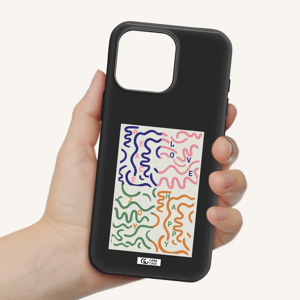 Peace,Love,Joy,Happy Apple Iphone 16 Pro Max Silicone Black Case