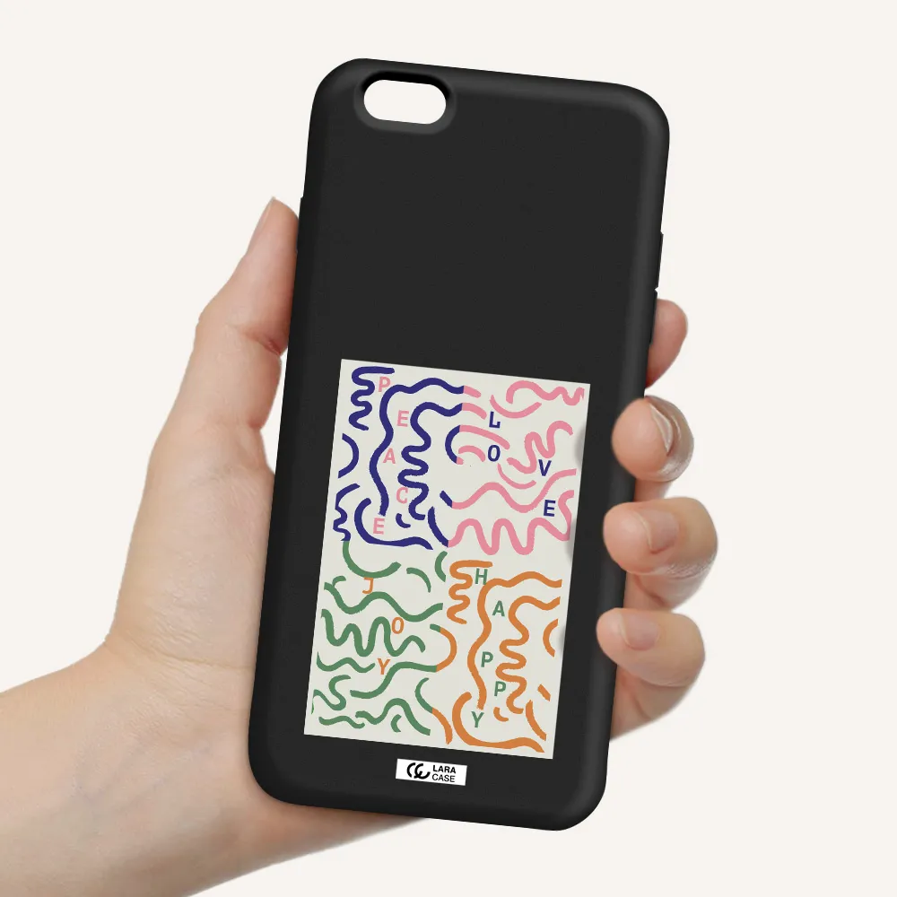 Peace,Love,Joy,Happy Apple iPhone 6 plus Silicone black Case