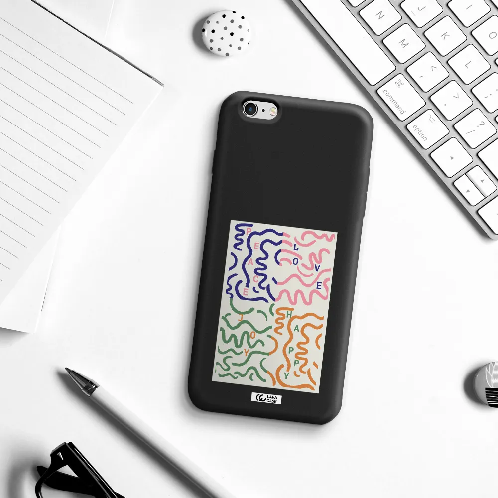 Peace,Love,Joy,Happy Apple iPhone 6 plus Silicone black Case