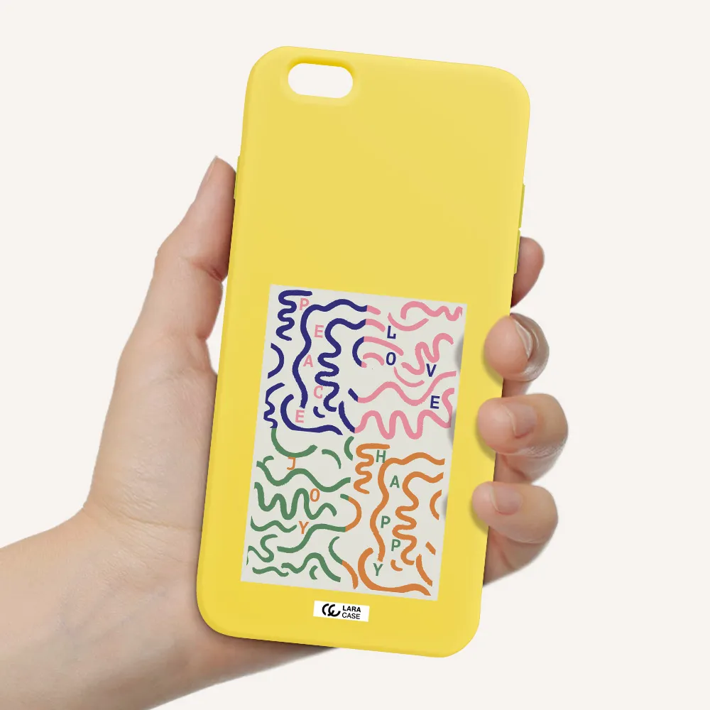 Peace,Love,Joy,Happy Apple iPhone 6 plus Silicone canary yellow Case
