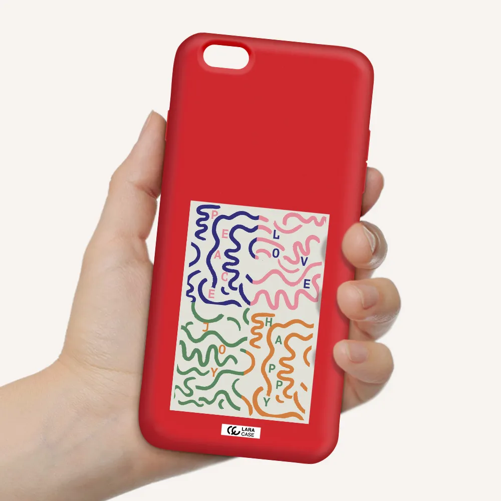 Peace,Love,Joy,Happy Apple iPhone 6 plus Silicone Imperial Red Case