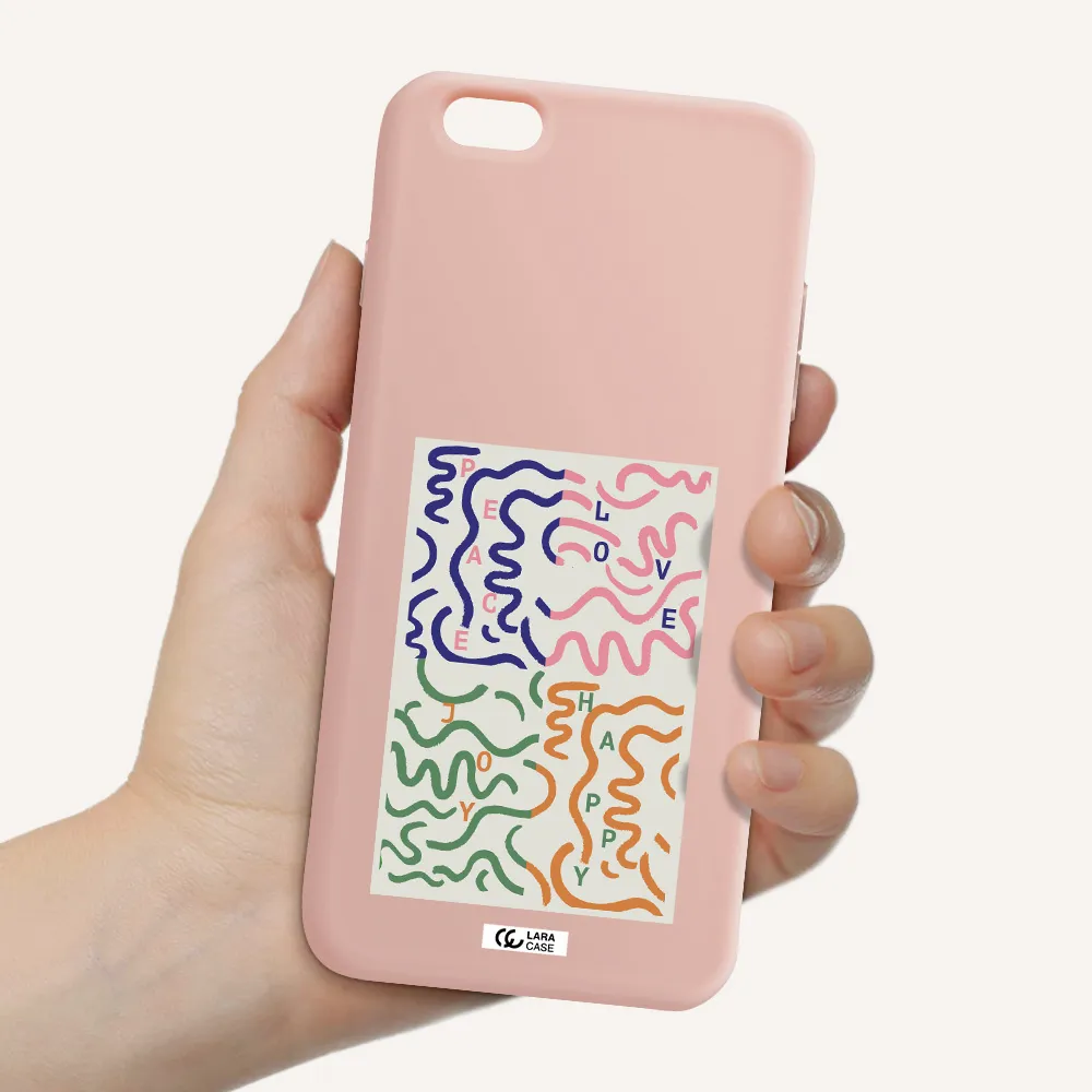 Peace,Love,Joy,Happy Apple iPhone 6 plus Silicone pastel pink Case