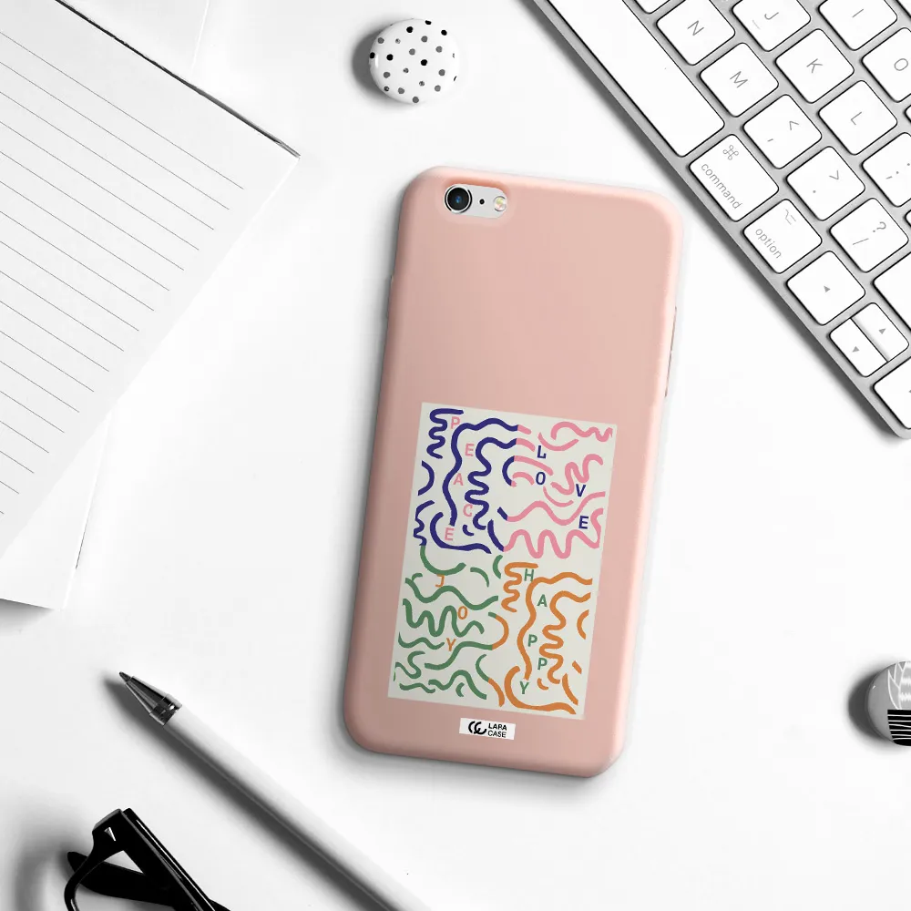 Peace,Love,Joy,Happy Apple iPhone 6 plus Silicone pastel pink Case