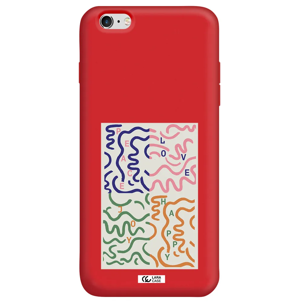 Peace,Love,Joy,Happy Apple iPhone 6 s plus Silicone Imperial Red Case