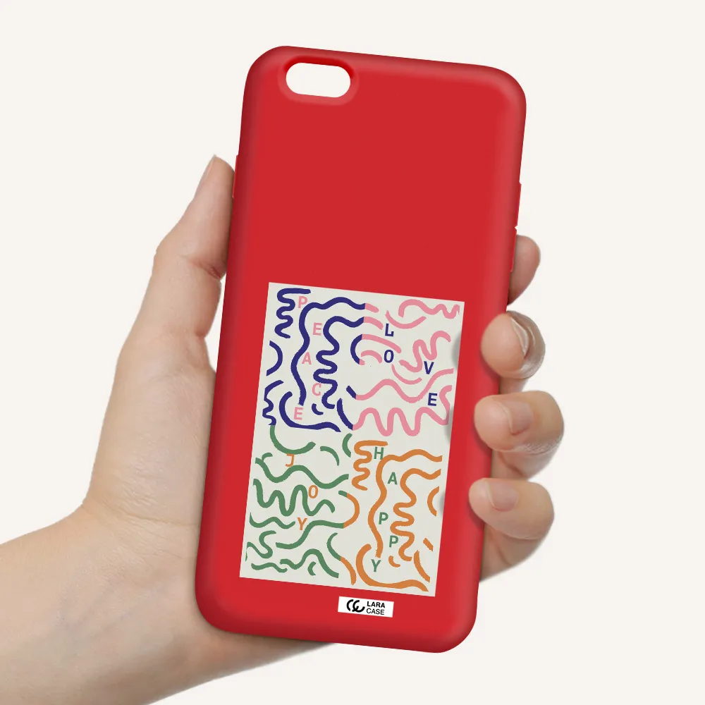 Peace,Love,Joy,Happy Apple iPhone 6 s plus Silicone Imperial Red Case