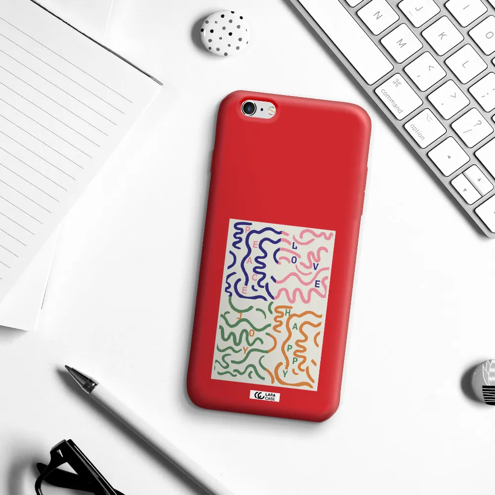 Peace,Love,Joy,Happy Apple iPhone 6 s plus Silicone Imperial Red Case