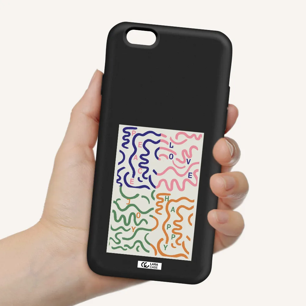 Peace,Love,Joy,Happy Apple iPhone 6 Silicone black Case