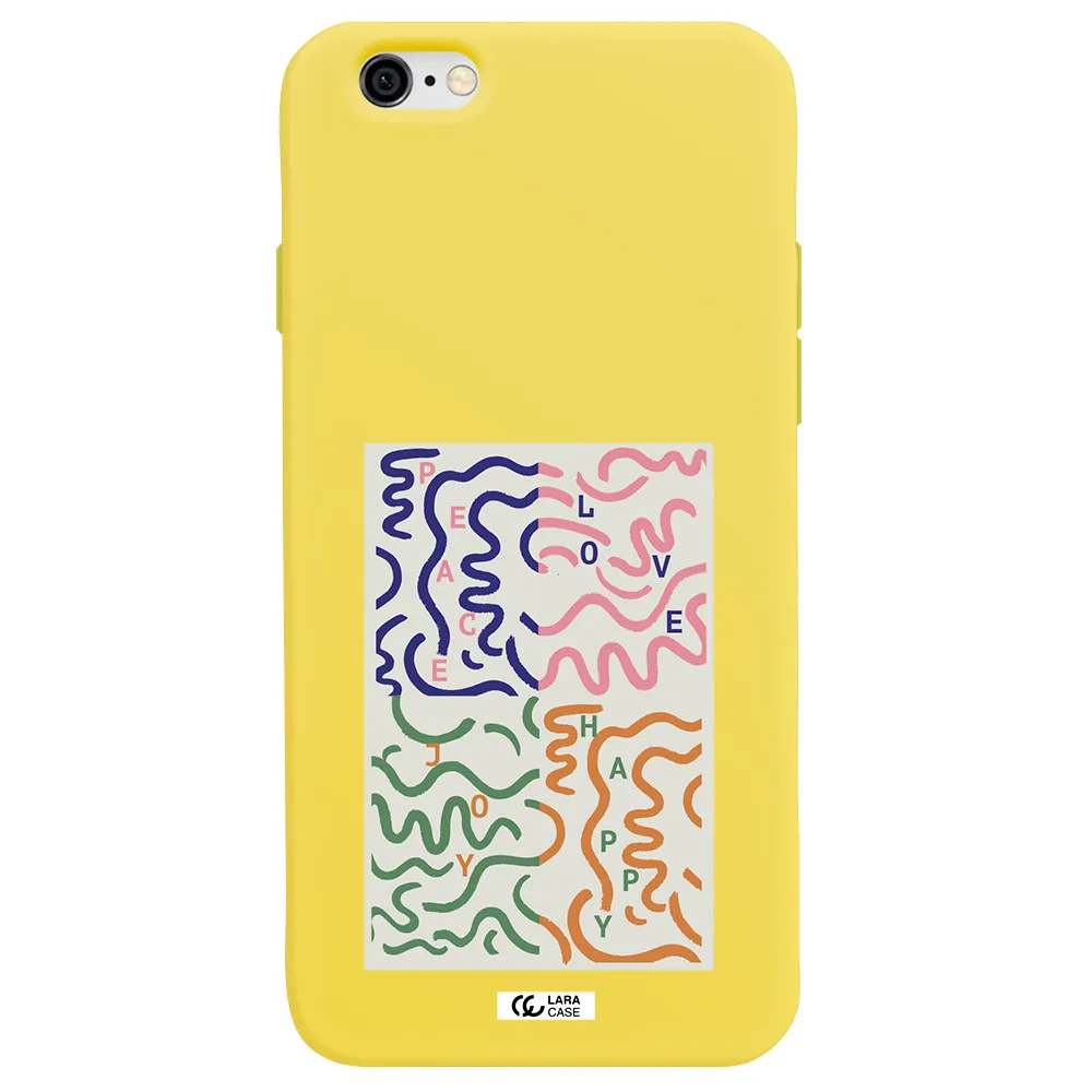 Peace,Love,Joy,Happy Apple iPhone 6 Silicone canary yellow Case