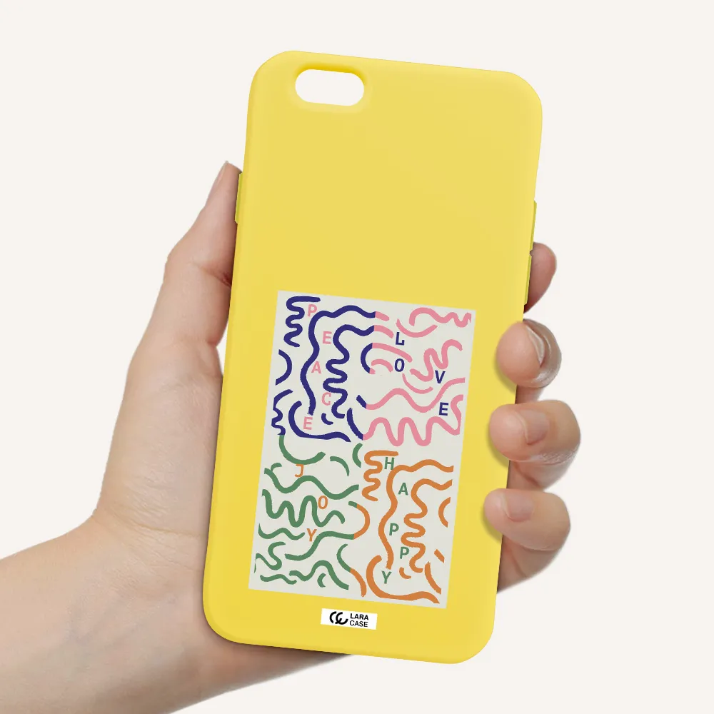 Peace,Love,Joy,Happy Apple iPhone 6 Silicone canary yellow Case