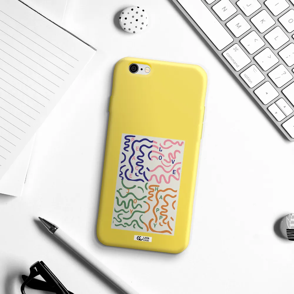 Peace,Love,Joy,Happy Apple iPhone 6 Silicone canary yellow Case