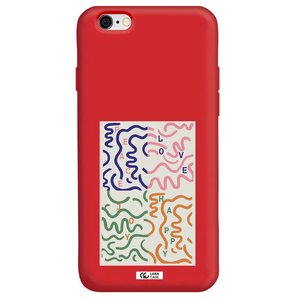 Peace,Love,Joy,Happy Apple iPhone 6 Silicone Imperial Red Case