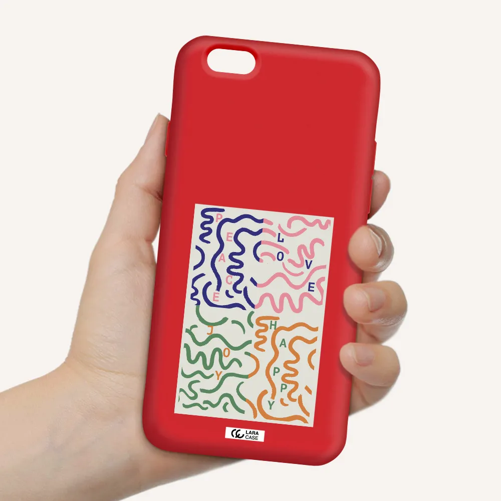 Peace,Love,Joy,Happy Apple iPhone 6 Silicone Imperial Red Case
