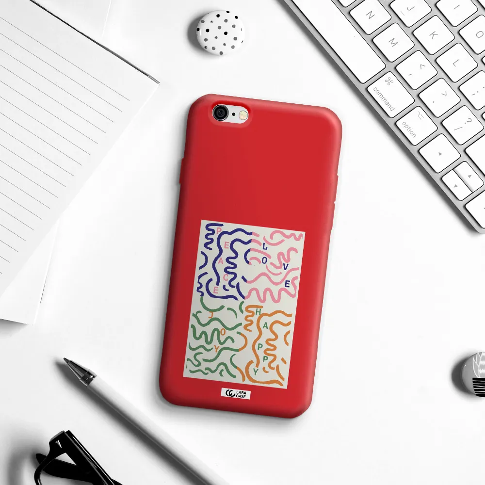 Peace,Love,Joy,Happy Apple iPhone 6 Silicone Imperial Red Case
