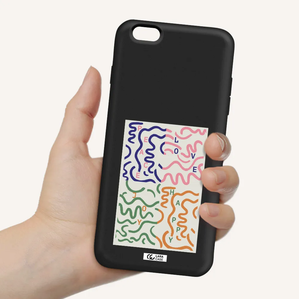 Peace,Love,Joy,Happy Apple iPhone 6S Silicone black Case