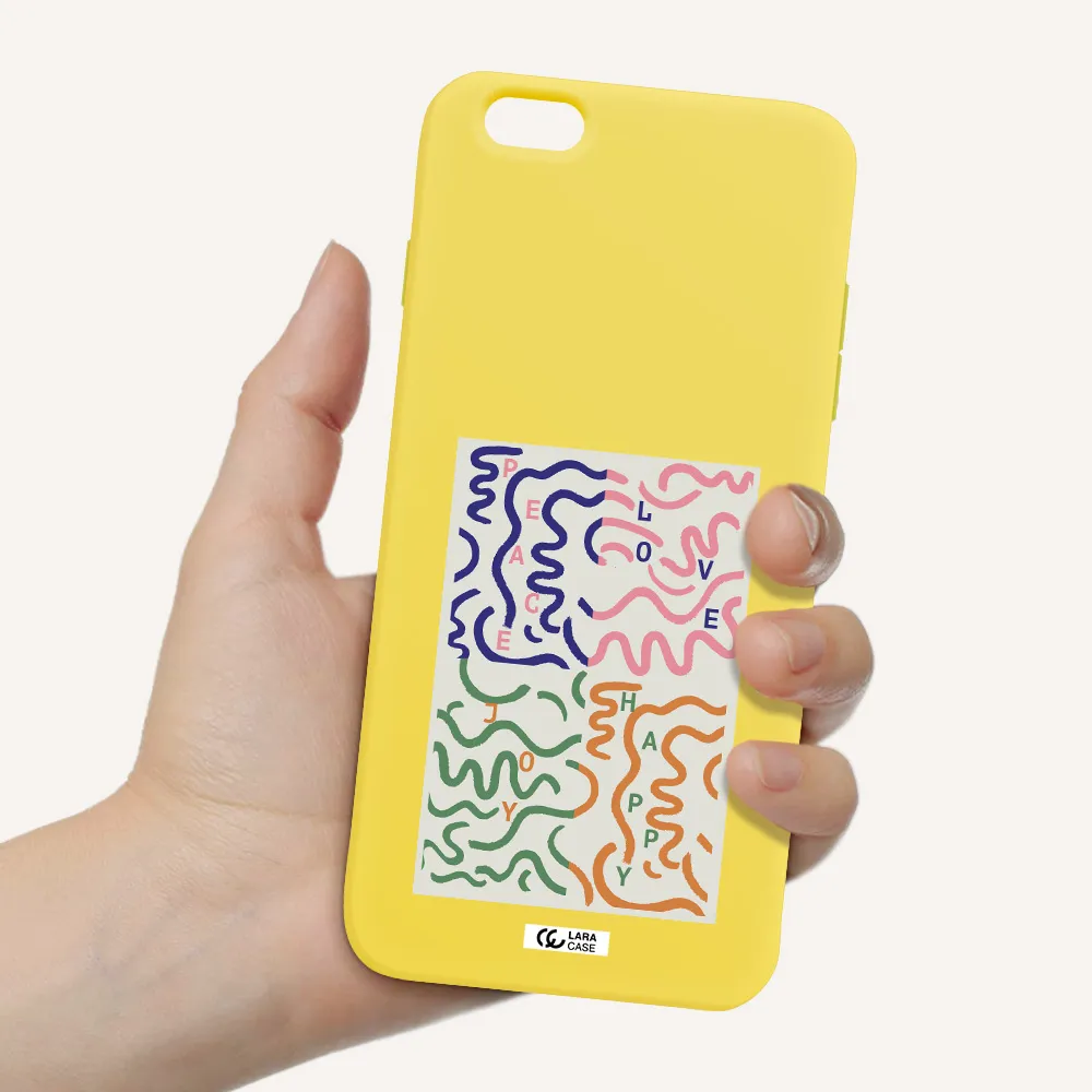 Peace,Love,Joy,Happy Apple iPhone 6S Silicone canary yellow Case