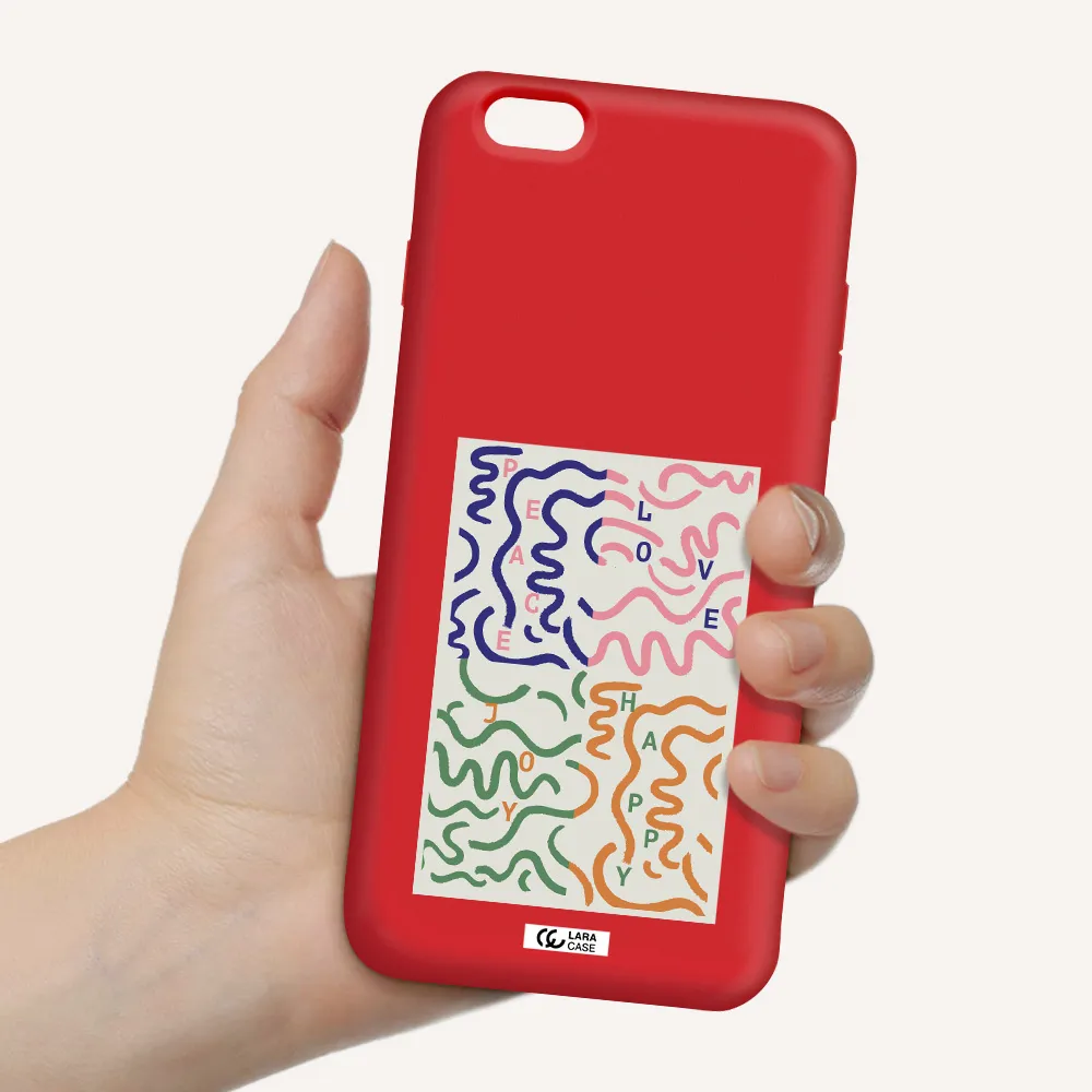 Peace,Love,Joy,Happy Apple iPhone 6S Silicone Imperial Red Case