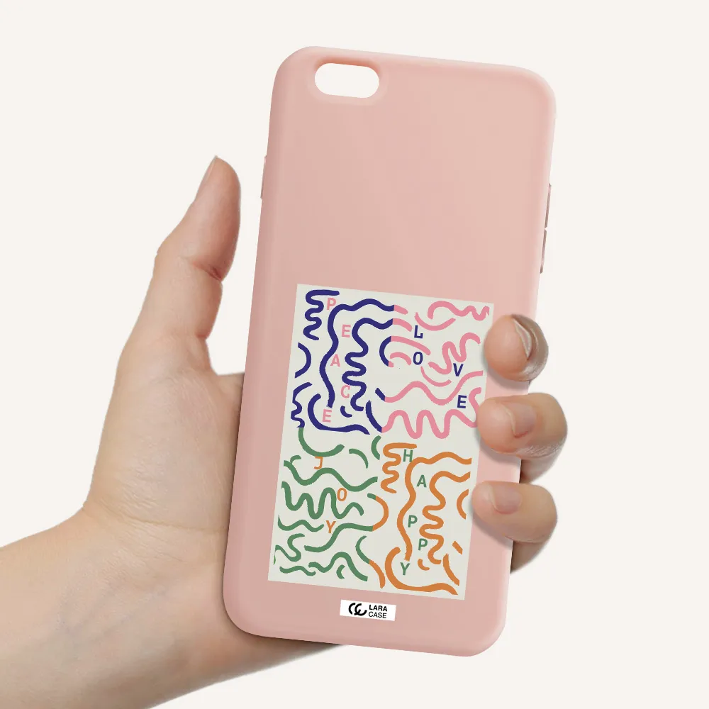 Peace,Love,Joy,Happy Apple iPhone 6S Silicone pastel pink Case