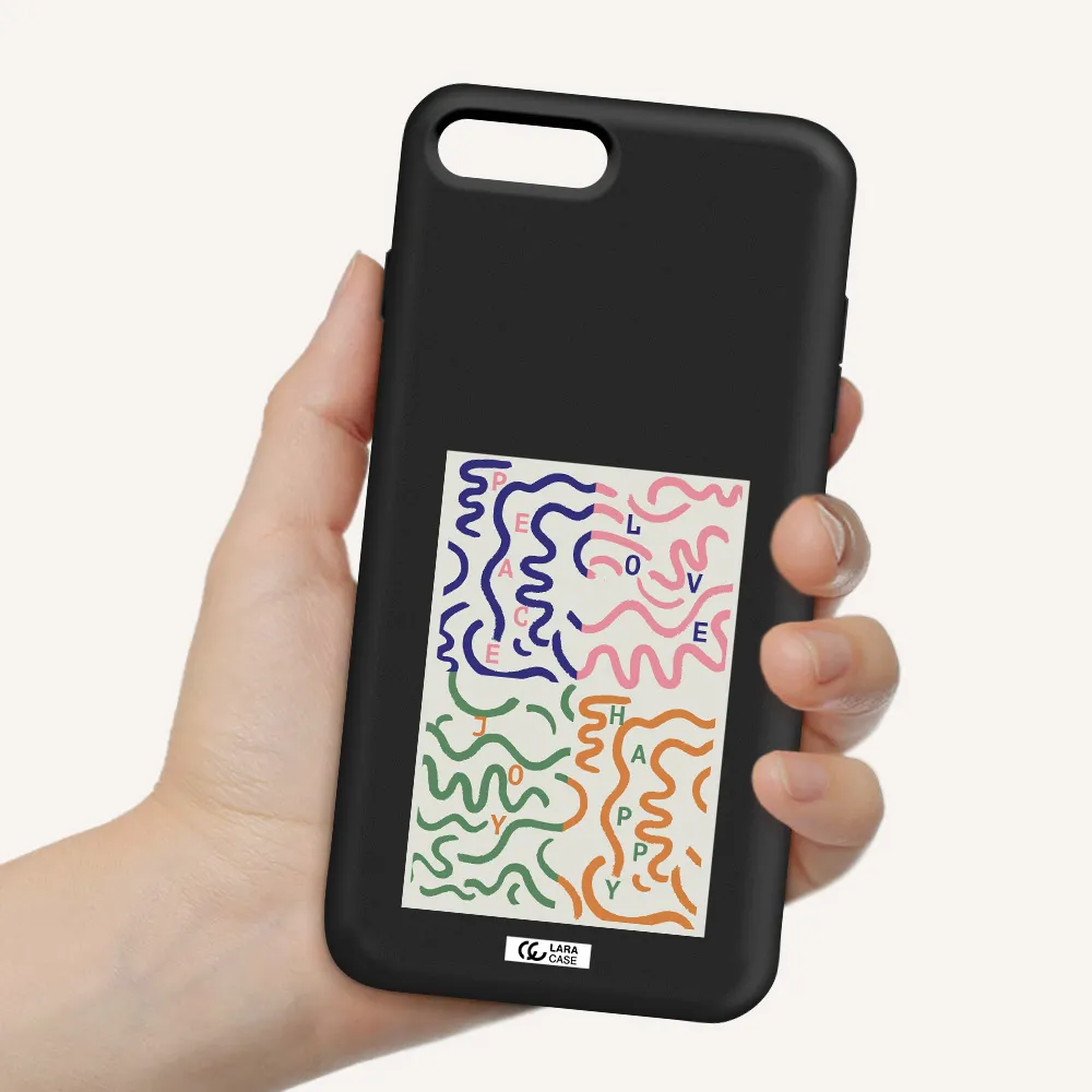 Peace,Love,Joy,Happy Apple iPhone 7 plus Silicone black Case