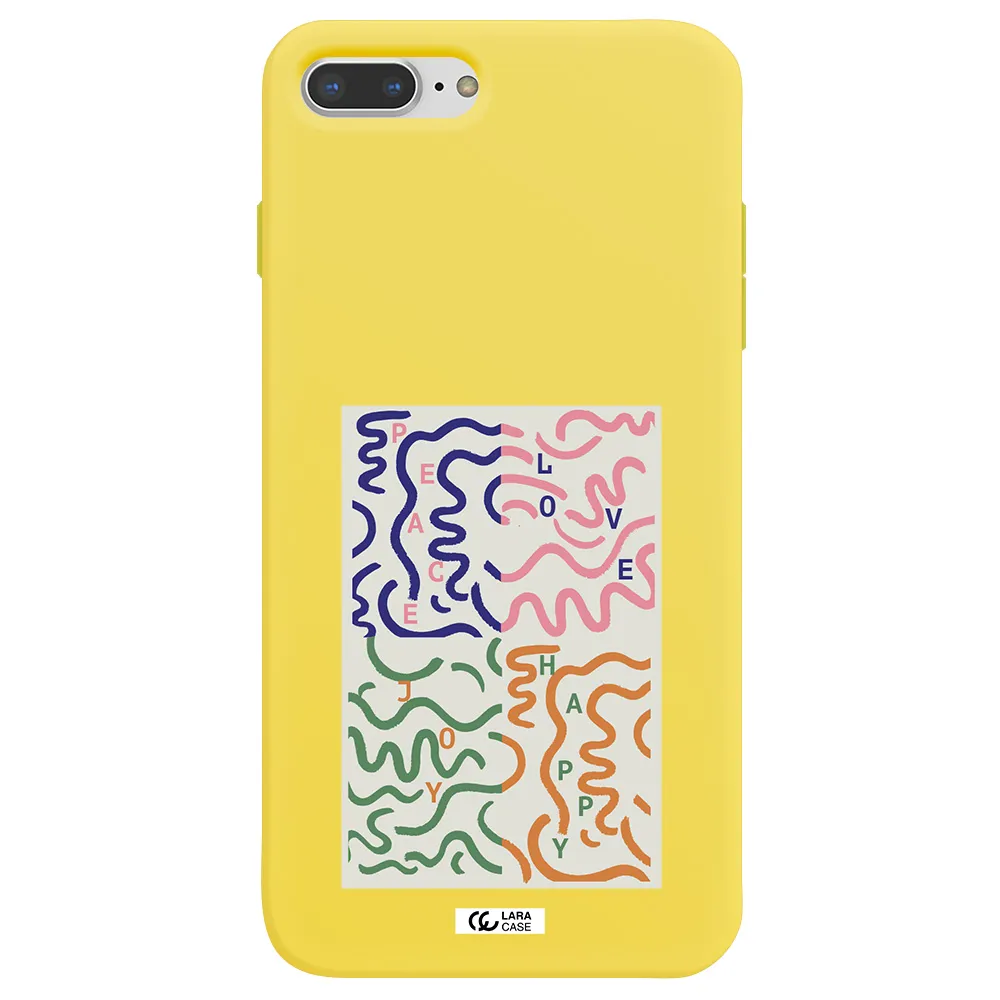 Peace,Love,Joy,Happy Apple iPhone 7 plus Silicone canary yellow Case