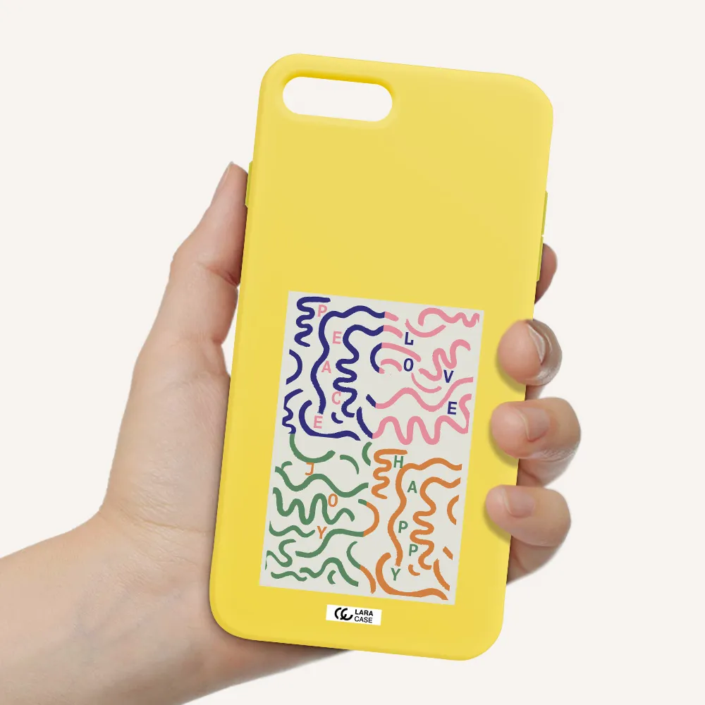 Peace,Love,Joy,Happy Apple iPhone 7 plus Silicone canary yellow Case