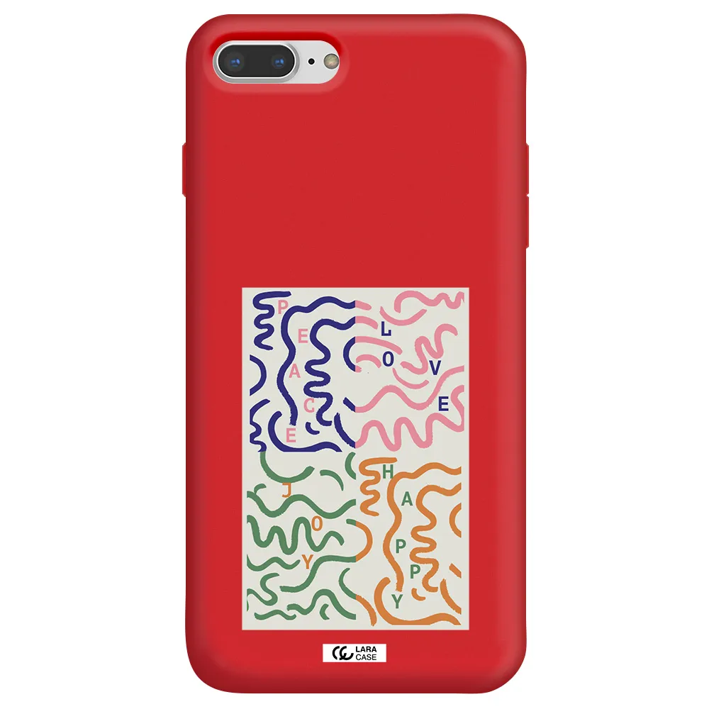 Peace,Love,Joy,Happy Apple iPhone 7 plus Silicone Imperial Red Case