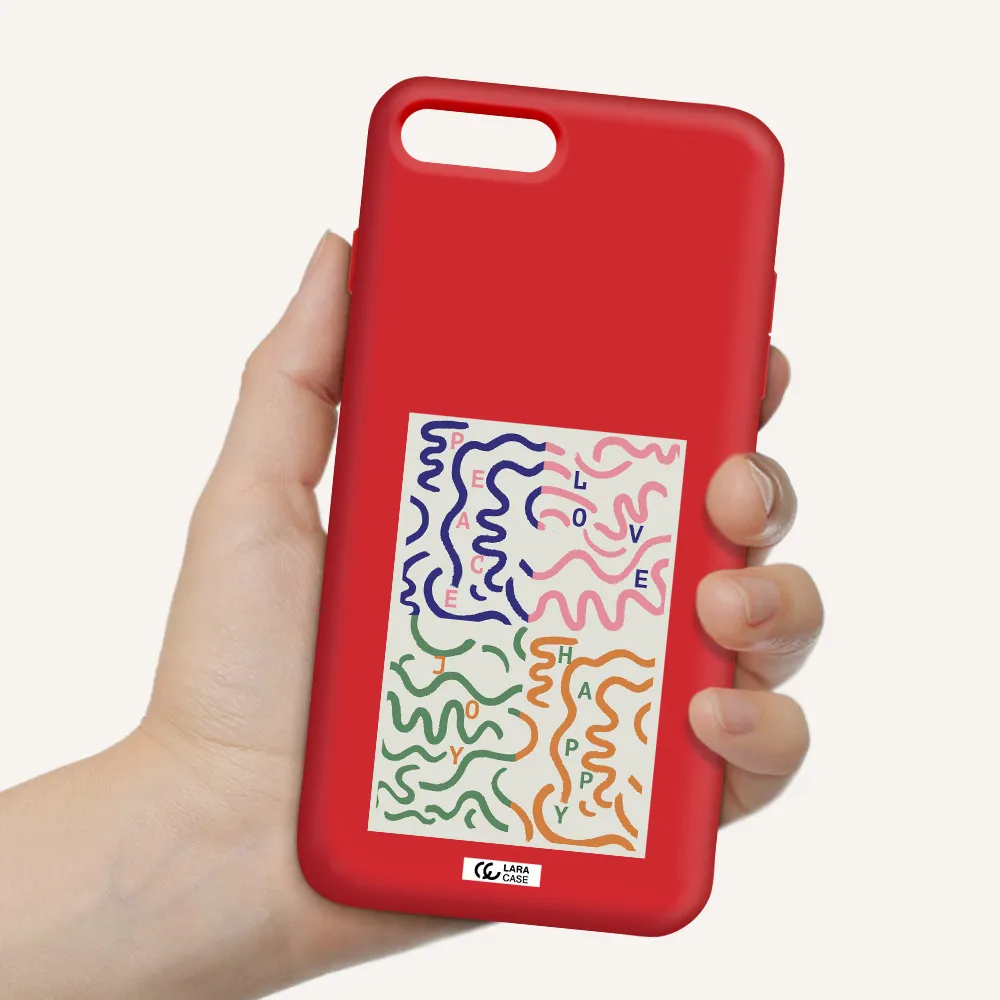 Peace,Love,Joy,Happy Apple iPhone 7 plus Silicone Imperial Red Case