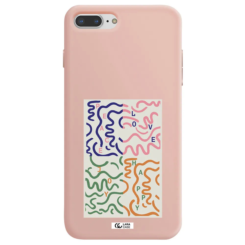 Peace,Love,Joy,Happy Apple iPhone 7 plus Silicone pastel pink Case