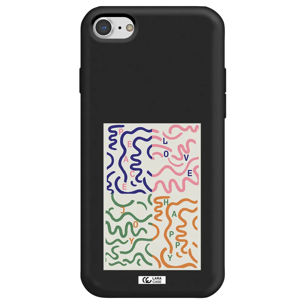 Peace,Love,Joy,Happy Apple iPhone 7 Silicone black Case