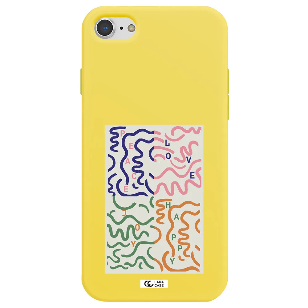 Peace,Love,Joy,Happy Apple iPhone 7 Silicone canary yellow Case