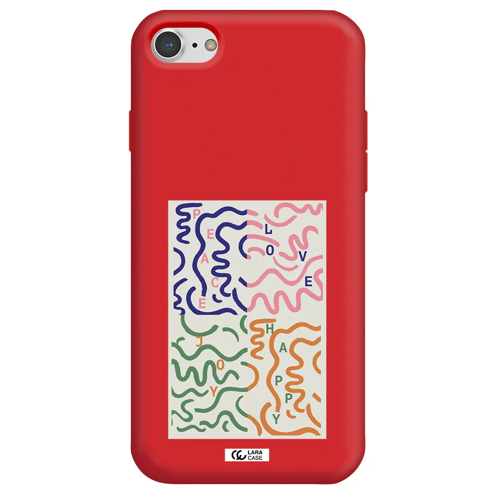 Peace,Love,Joy,Happy Apple iPhone 7 Silicone Imperial Red Case