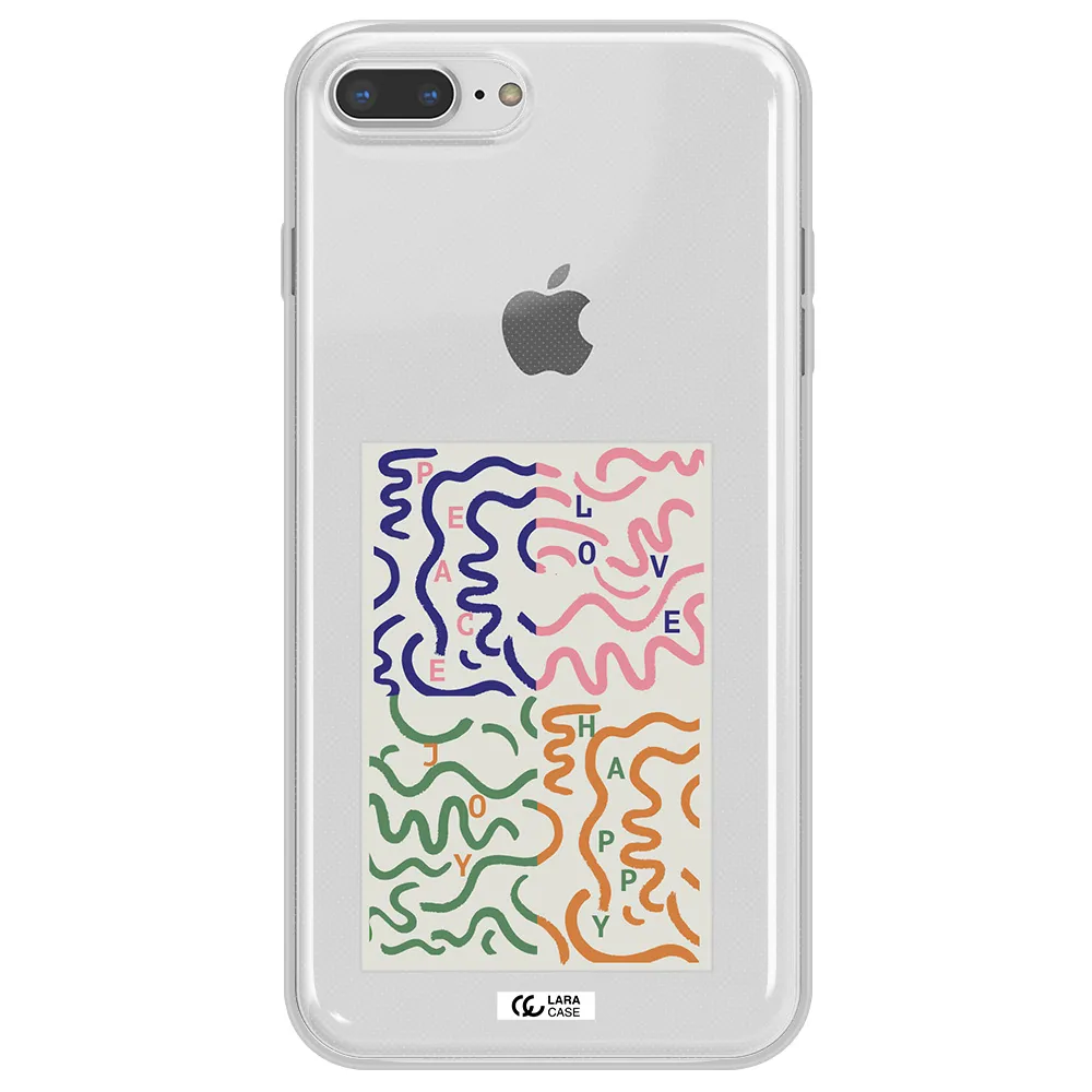 Peace,Love,Joy,Happy Apple iPhone 8 plus Clear TPU Case
