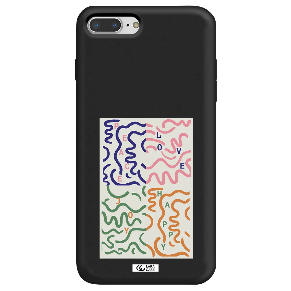 Peace,Love,Joy,Happy Apple iPhone 8 plus Silicone black Case