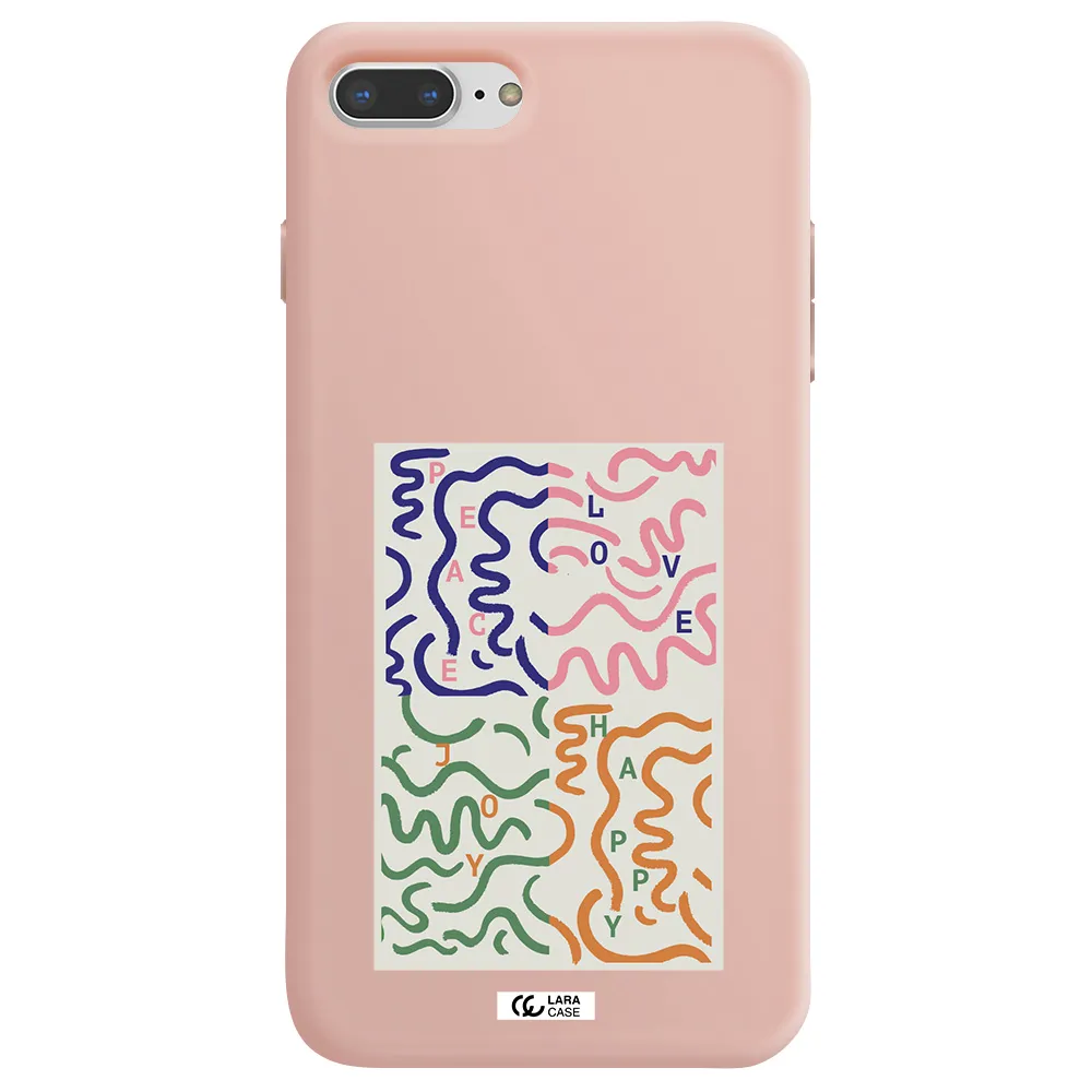 Peace,Love,Joy,Happy Apple iPhone 8 plus Silicone pastel pink Case