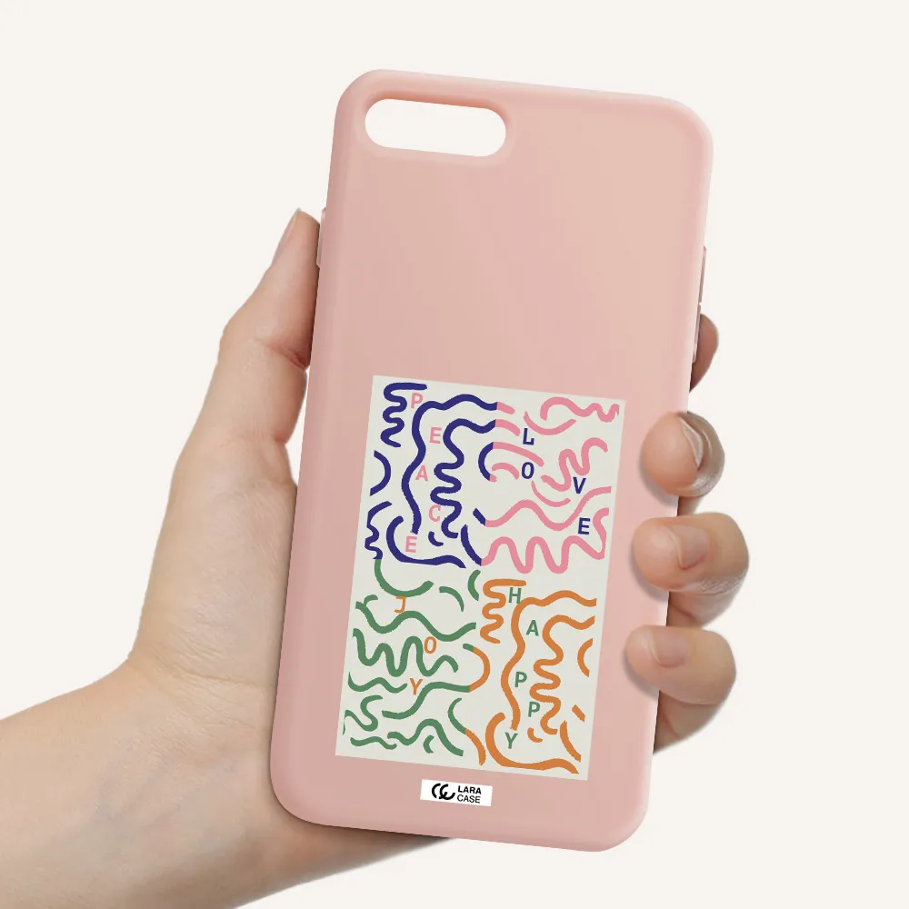 Peace,Love,Joy,Happy Apple iPhone 8 plus Silicone pastel pink Case