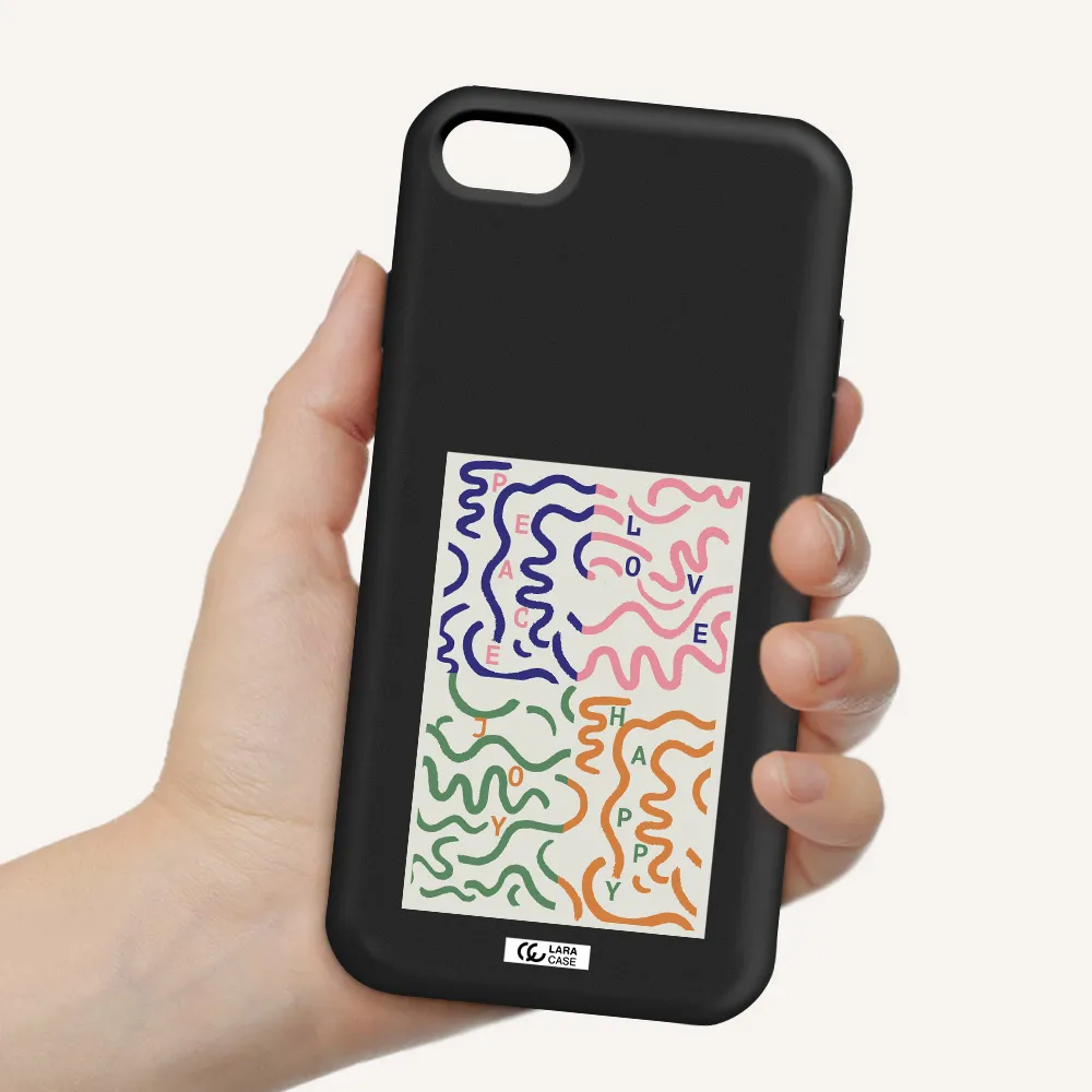 Peace,Love,Joy,Happy Apple iPhone 8 Silicone black Case
