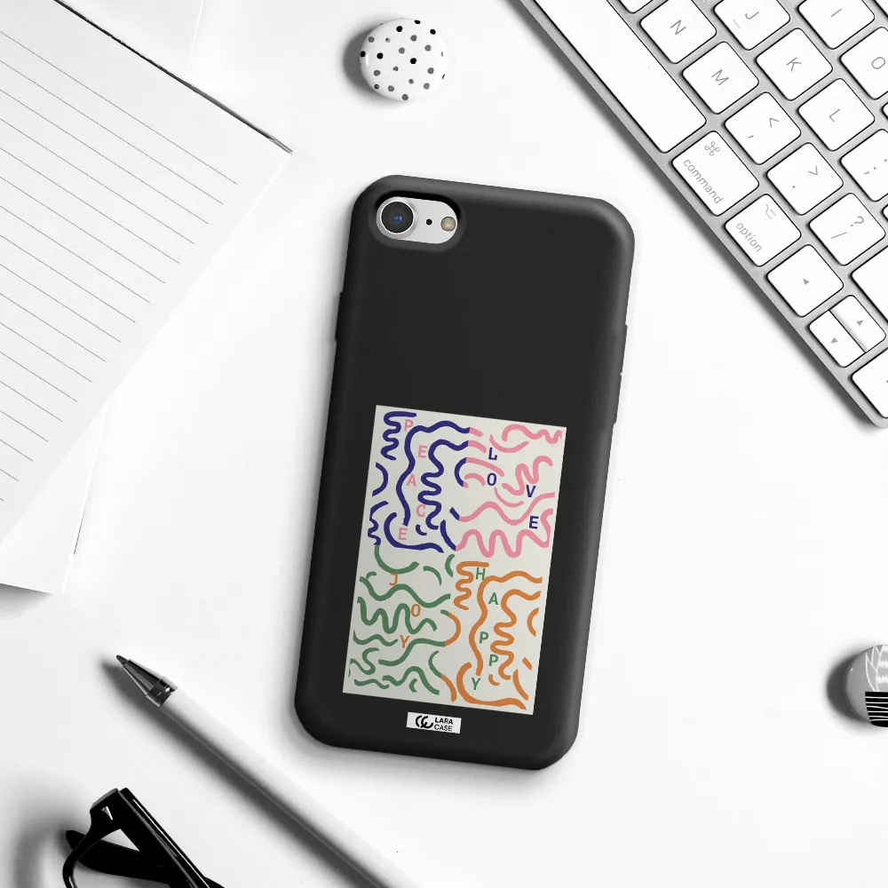 Peace,Love,Joy,Happy Apple iPhone 8 Silicone black Case