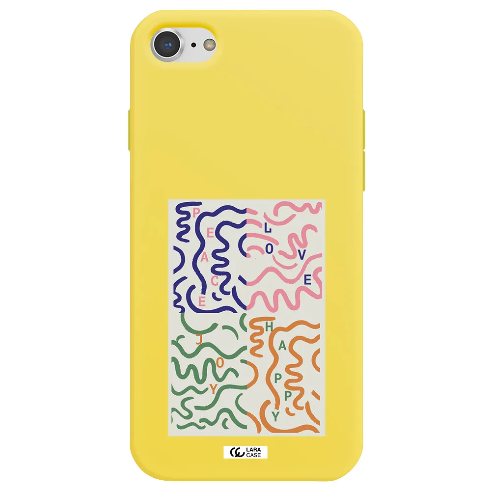 Peace,Love,Joy,Happy Apple iPhone 8 Silicone canary yellow Case