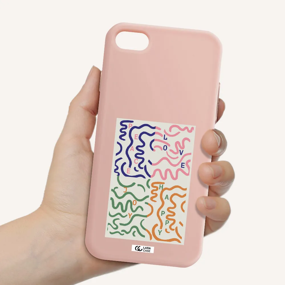 Peace,Love,Joy,Happy Apple iPhone 8 Silicone pastel pink Case