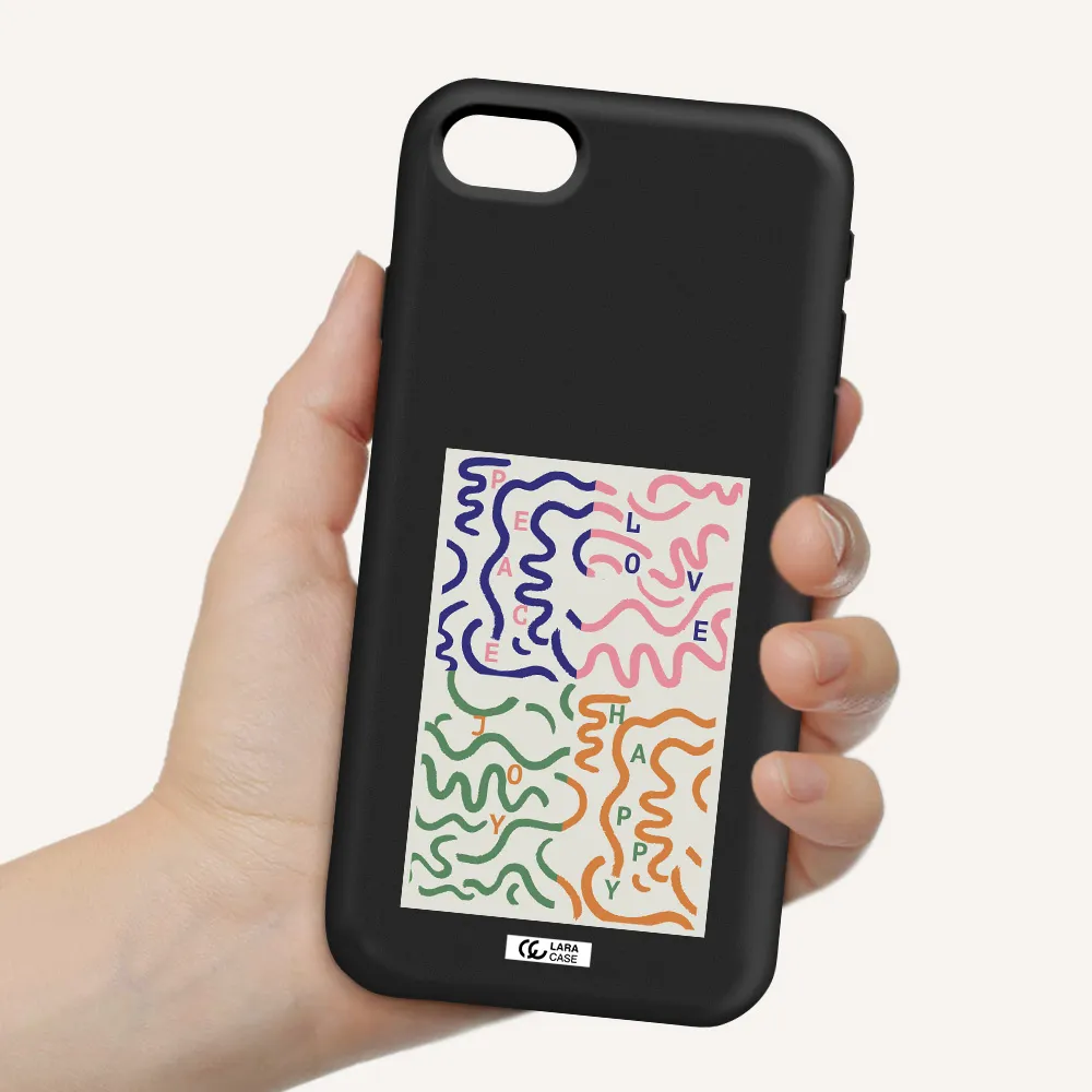Peace,Love,Joy,Happy Apple iPhone se 2020 Silicone black Case