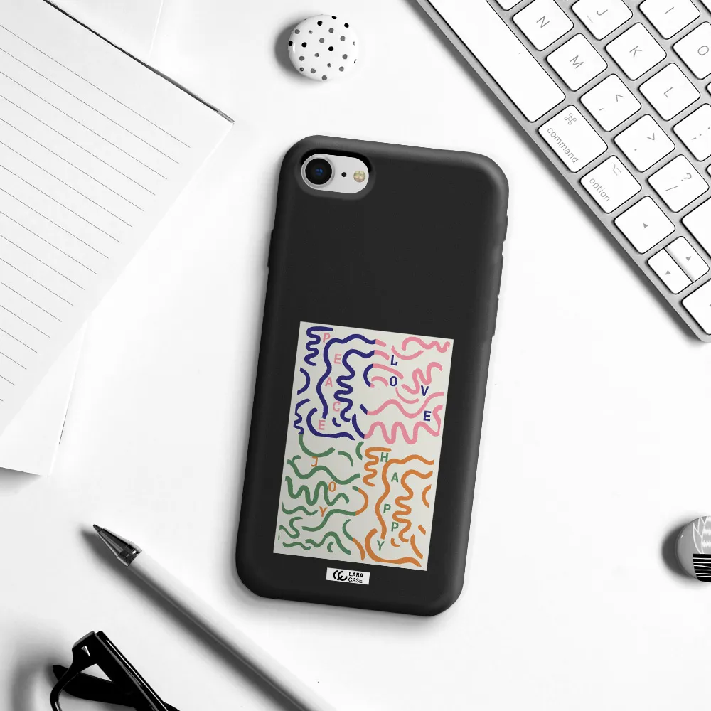 Peace,Love,Joy,Happy Apple iPhone se 2020 Silicone black Case