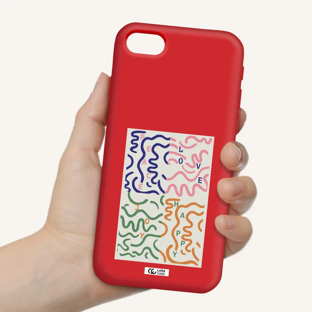 Peace,Love,Joy,Happy Apple iPhone se 2020 Silicone Imperial Red Case