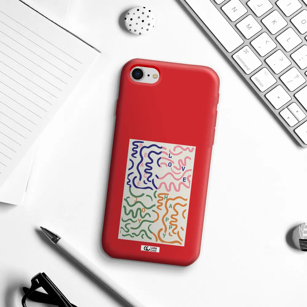 Peace,Love,Joy,Happy Apple iPhone se 2020 Silicone Imperial Red Case