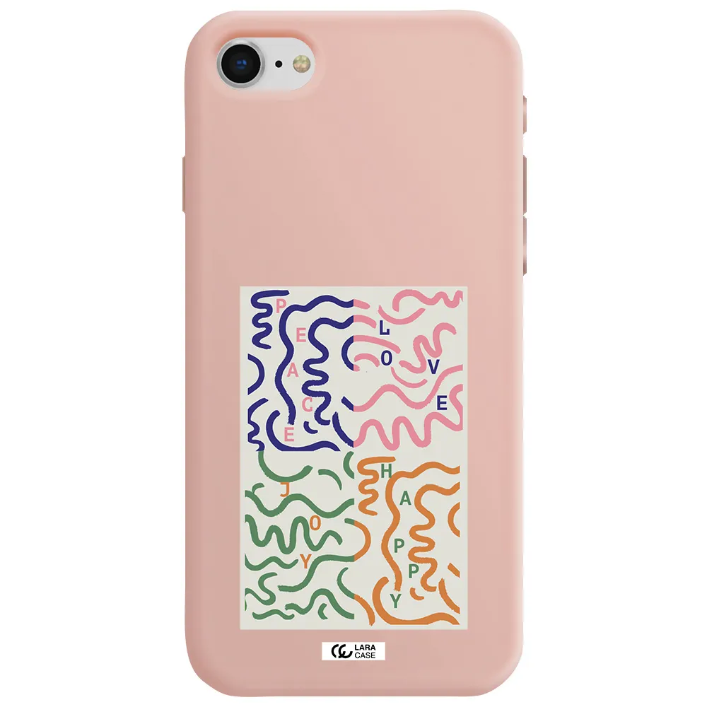 Peace,Love,Joy,Happy Apple iPhone se 2020 Silicone pastel pink Case