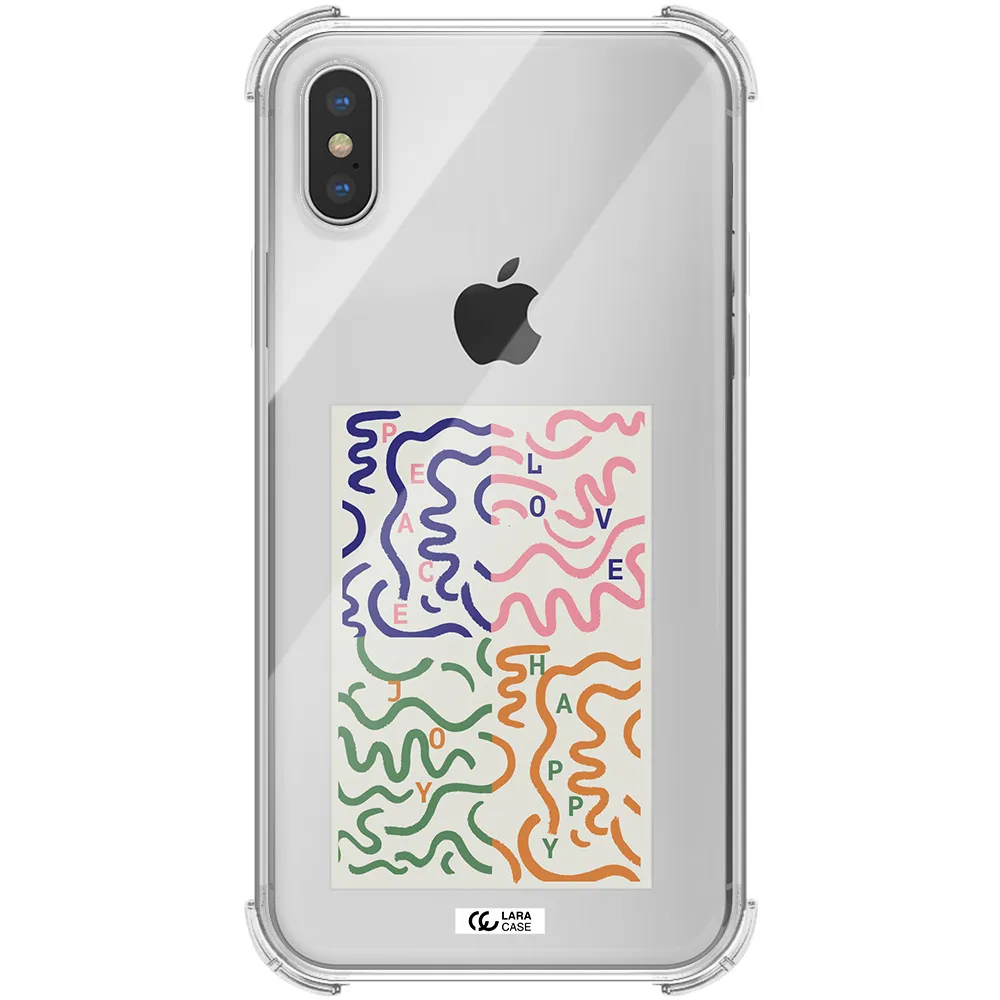 Peace,Love,Joy,Happy Apple iPhone X Clear PC Case