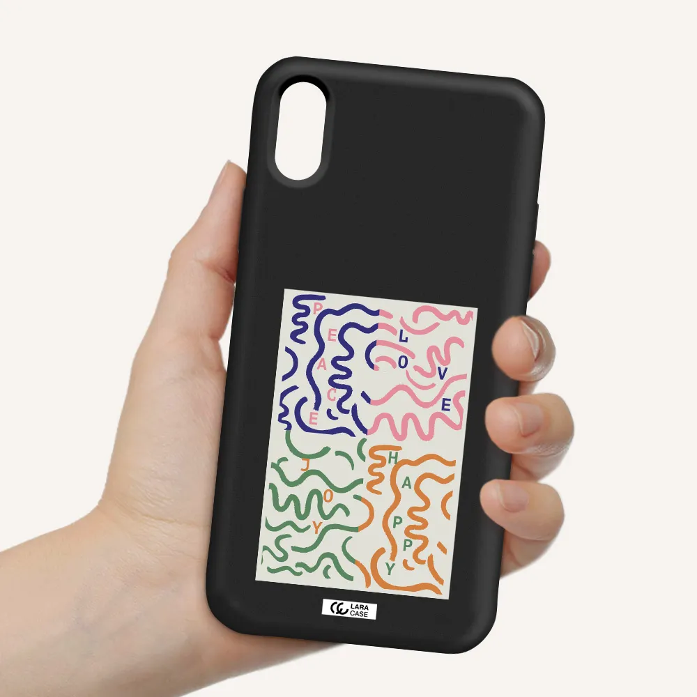 Peace,Love,Joy,Happy Apple iPhone X Silicone black Case